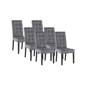Conjunto de 6 sillas VILLOSA - Tela gris y Patas de madera…