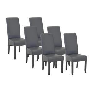 Conjunto de 6 sillas ROVIGO - Piel sintética gris mate - Pa…