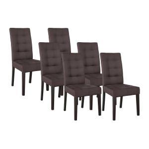 Conjunto de 6 sillas VILLOSA - Tela marrón y Patas de mader…