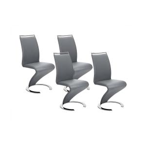 Conjunto de 4 sillas TWIZY - Piel sintética gris