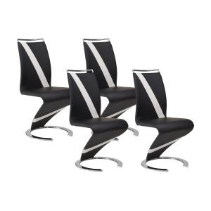 Conjunto de 4 sillas TWIZY - Piel sintética - Negro con bor…