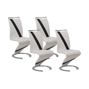 Conjunto de 4 sillas TWIZY - Piel sintética - Blanco con bo…