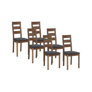 Juego de 6 sillas ALCINO - Haya y tela - Color: nogal y ant…
