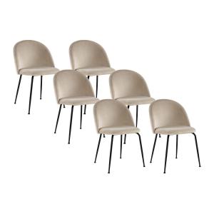 Juego de 6 sillas MELBOURNE - Terciopelo y metal negro mate…