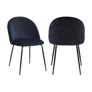 Juego de 2 sillas de pana y acero inoxidable - Negro - MELB…