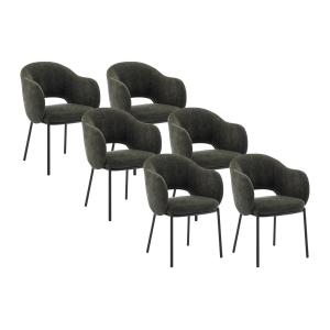 Juego de 6 sillas con brazos de tela texturizada y metal ne…