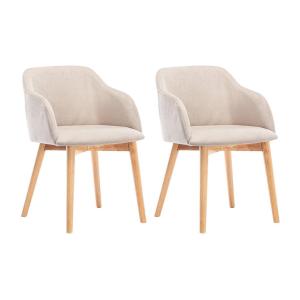 Juego de 2 sillas - Tela y hevea - Beige - JELISA