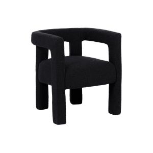 Silla con brazos de tela de rizo y metal - Negro - SOFANA d…