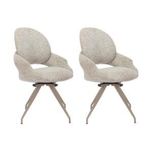 Lote de 2 sillas giratorias de tweed y metal color topo - C…