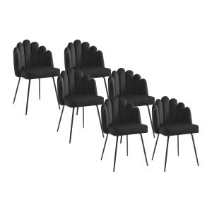 Conjunto de 6 sillas de terciopelo y metal - Negro - ALTINA…