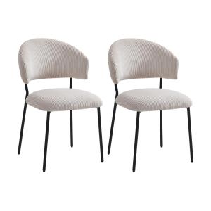 Conjunto de 2 sillas de pana y metal negro - Beige - ALAYIS