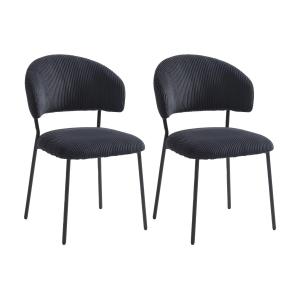 Conjunto de 2 sillas de pana y metal - Negro - ALAYIS