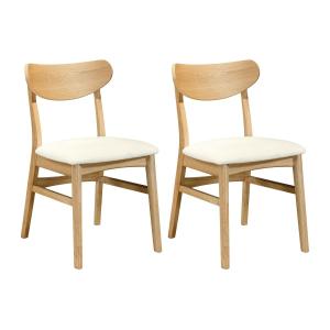 Conjunto de 2 sillas de tela texturizada y madera de hevea…