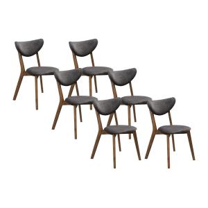 Conjunto de 6 sillas de tela texturizada y madera de hevea…