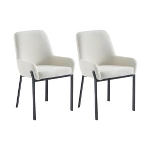 Juego de 2 sillas con brazos de tela bouclette y metal - Bl…