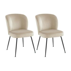 Juego de 2 sillas de terciopelo y metal - Beige - POLPONA d…