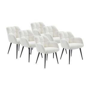 Set de 6 sillas con reposabrazos - Tela de rizo y metal - B…