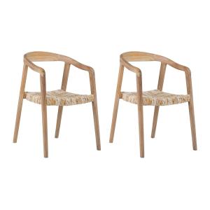 Lote de 2 sillas con reposabrazos de teca - Natural claro -…