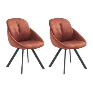Juego de 2 sillas con brazos de terciopelo y metal - Terrac…