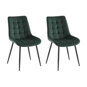 Lote de 2 sillas acolchadas - Terciopelo y metal negro - Ve…