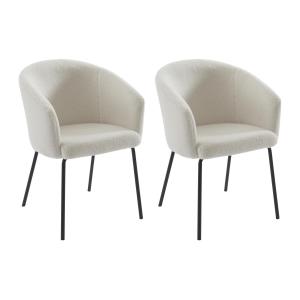 Conjunto de 2 sillas con reposabrazos de tela rizada y meta…