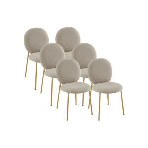Juego de 6 sillas de tela y metal dorado - Beige - ASTRENA