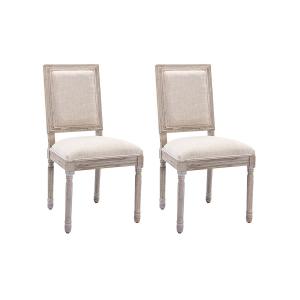 Juego de 2 sillas de tela y madera de hevea - Beige - AMBOI…