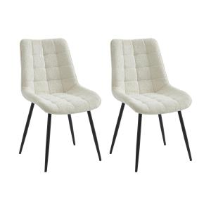 Lote de 2 sillas acolchadas de tejido bouclé y metal negro…