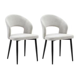 Conjunto de 2 sillas de tela y metal negro - Gris - NIYAMA