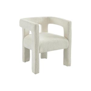 Silla con brazos de tela rizada y metal - Blanco - SOFANA d…