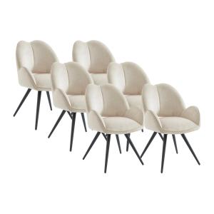 Conjunto de 6 sillas giratorias con reposabrazos de tela y…