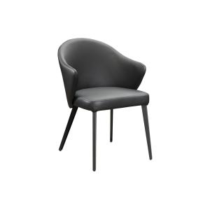 Silla con reposabrazos de piel y acero - Negro - MIBELLY de…