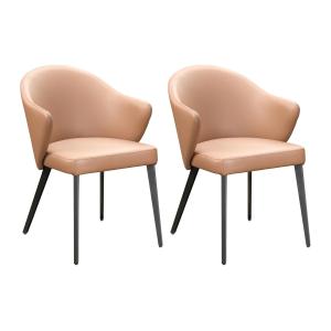 Conjunto de 2 sillas con reposabrazos de piel y acero negro…