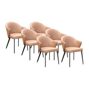Conjunto de 6 sillas con reposabrazos de piel y acero negro…