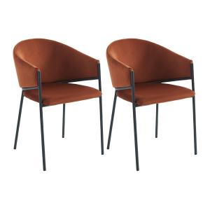 Conjunto de 2 sillas con reposabrazos de terciopelo y metal…