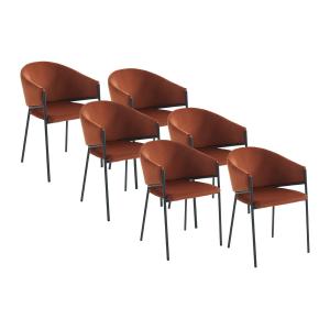 Conjunto de 6 sillas con reposabrazos de terciopelo y metal…