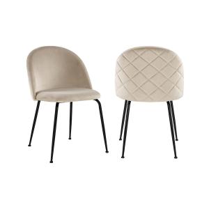 Juego de 2 sillas MELBOURNE - Terciopelo y metal negro mate…