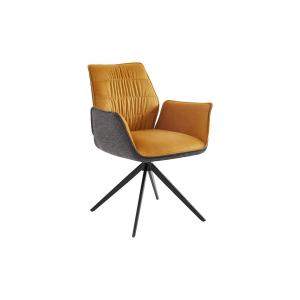 Silla con brazos - Tela y metal - Amarillo y gris antracita…