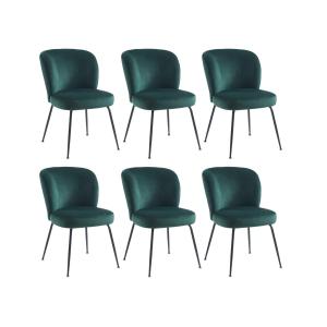Juego de 6 sillas de terciopelo y metal - Verde - POLPONA d…