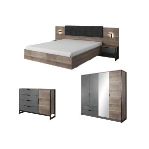 Conjunto cama con mesas de noche 160 x 200   Cómoda   Armar…