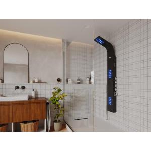 Columna de ducha hidromasaje termostática con luces LED y b…