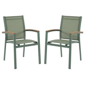 Juego de 2 sillón de jardín apilables de aluminio y textile…