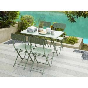Comedor de jardín plegable de metal: 1mesa de 110 cm y 4 si…
