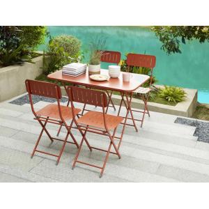 Comedor de jardín plegable de metal: 1mesa de 110 cm y 4 si…