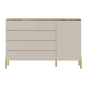 Cómoda con 4 cajones y 1 armario - Beige y dorado - VUKIA d…
