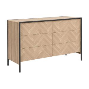 Cómoda 6 cajones - MDF y metal - Color: natural y negro - T…