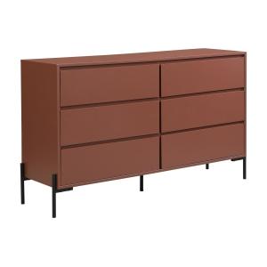 Cómoda de 6 cajones - MDF y metal - Terracota y negro - KOR…