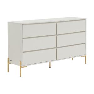 Cómoda 6 cajones - MDF y metal - Beige y dorado - KORASA de…
