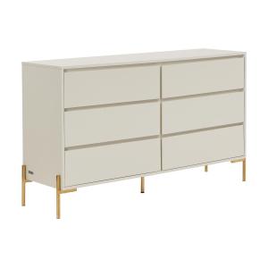 Cómoda 6 cajones - MDF y metal - Beige y dorado - KORASA de…