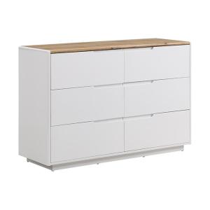 Cómoda AMANI - 6 cajones - MDF - Blanco lacado y roble